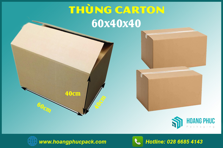 Thùng carton 60x40x40 có cấu tạo 3 lớp hoặc 5 lớp dùng đóng hàng